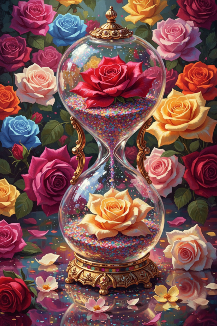 Rose Hourglass, Scattered Time (Diamond Painting) Diamond Painting kit