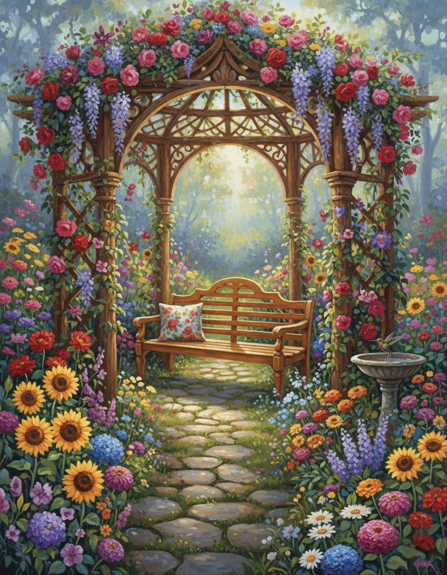 Rose Arbor, Summer Garden (Diamond Painting) Diamond Painting kit