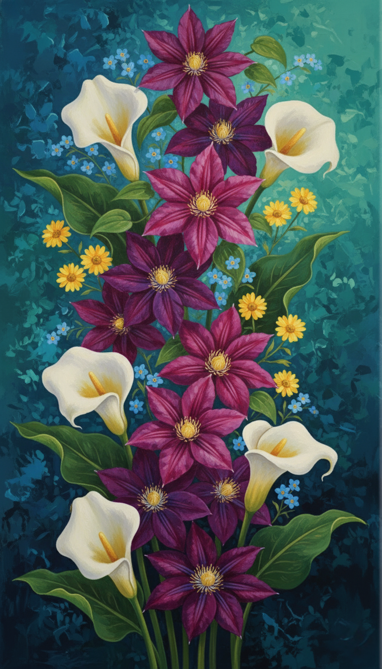 Clematis & Lily Floral Column (Diamond Painting) Diamond Painting kit