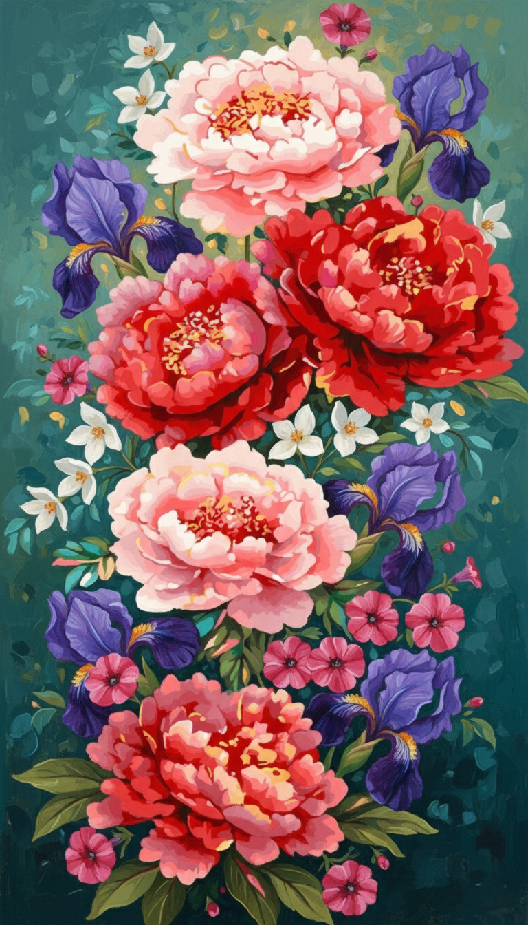 Red & Pink Peony Bloom (Diamond Painting) Diamond Painting kit