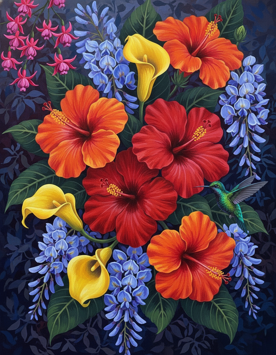 Hibiscus and Calla Lilies (Diamond Painting) Diamond Painting kit