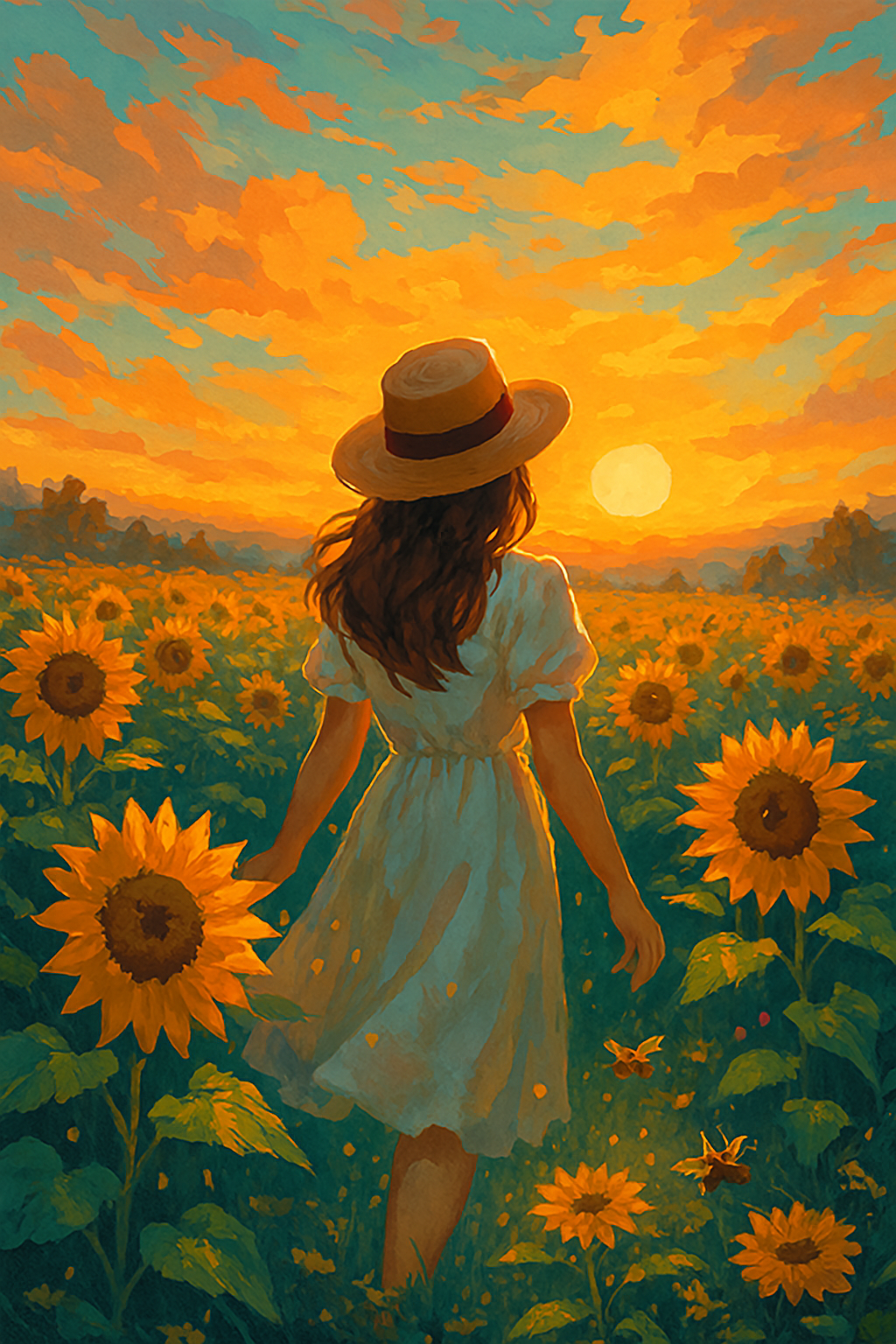 Girl in sunflower field (Diamond Painting) Diamond Painting kit