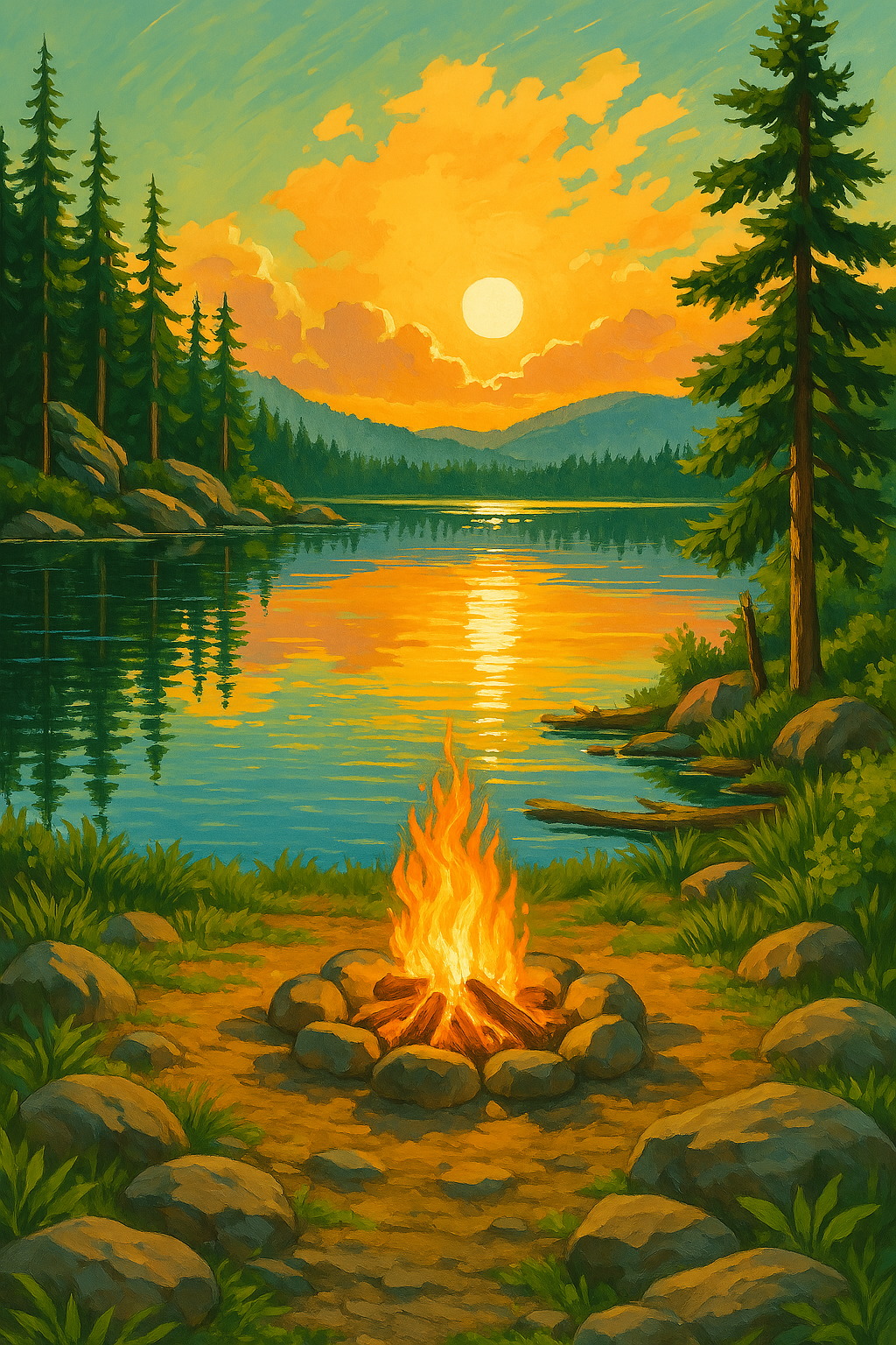 Golden Hour Campfire View (Diamond Painting) Diamond Painting kit