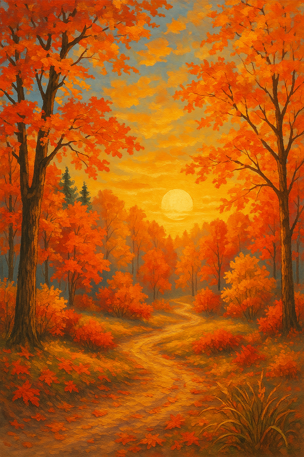 Golden Path Through Fall Forest (Diamond Painting) Diamond Painting kit