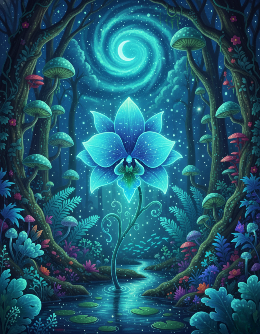 Blue Orchid Forest (Diamond Painting) Diamond Painting kit