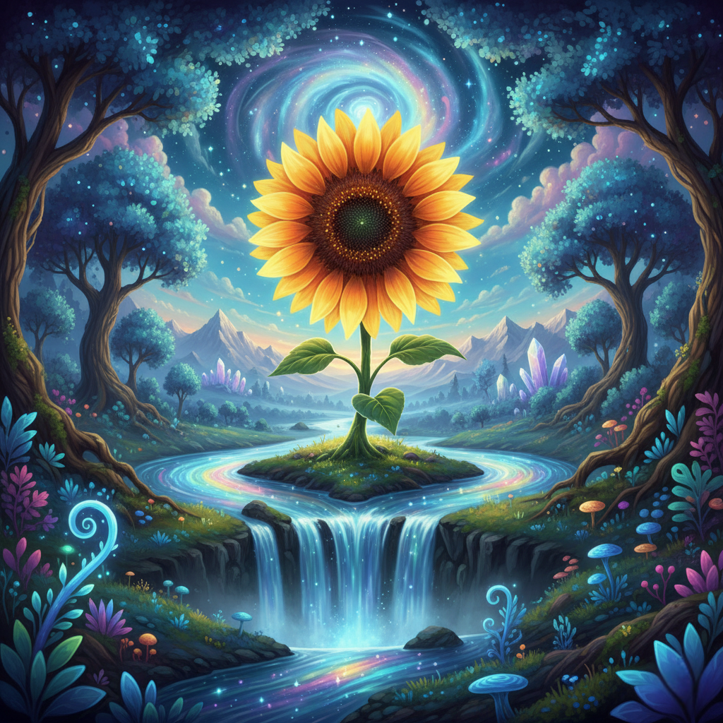 Cosmic Sunflower Falls (Diamond Painting) Diamond Painting kit