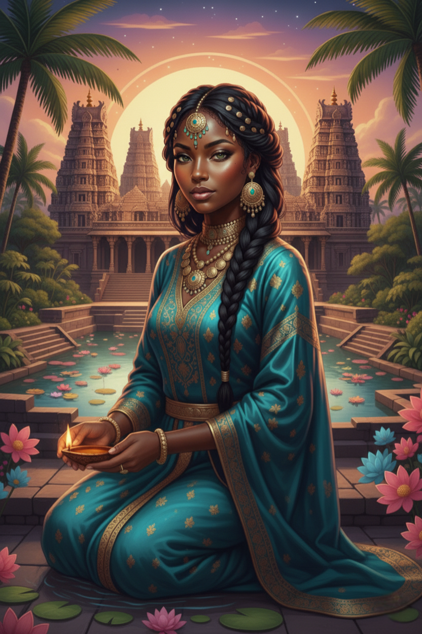 Braided Woman, Golden Jewels ll (Diamond Painting) Diamond Painting kit