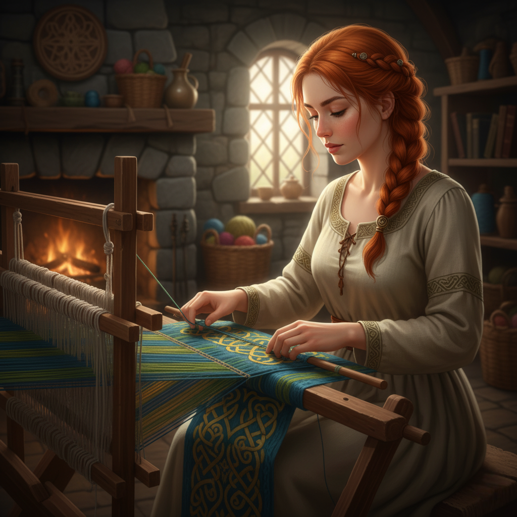 Woman Weaving Celtic Pattern (Diamond Painting) Diamond Painting kit