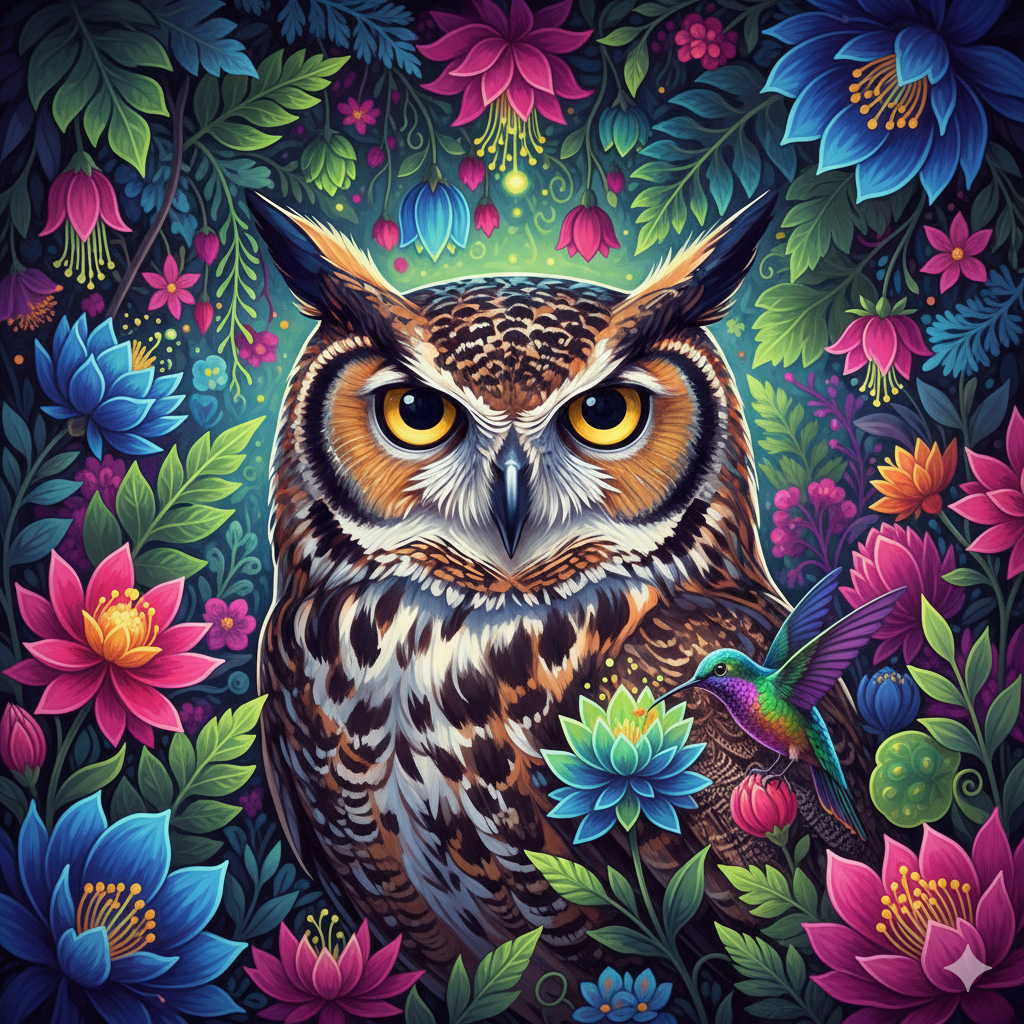 Owl's Secret Flower Garden ll (Diamond Painting) Diamond Painting kit