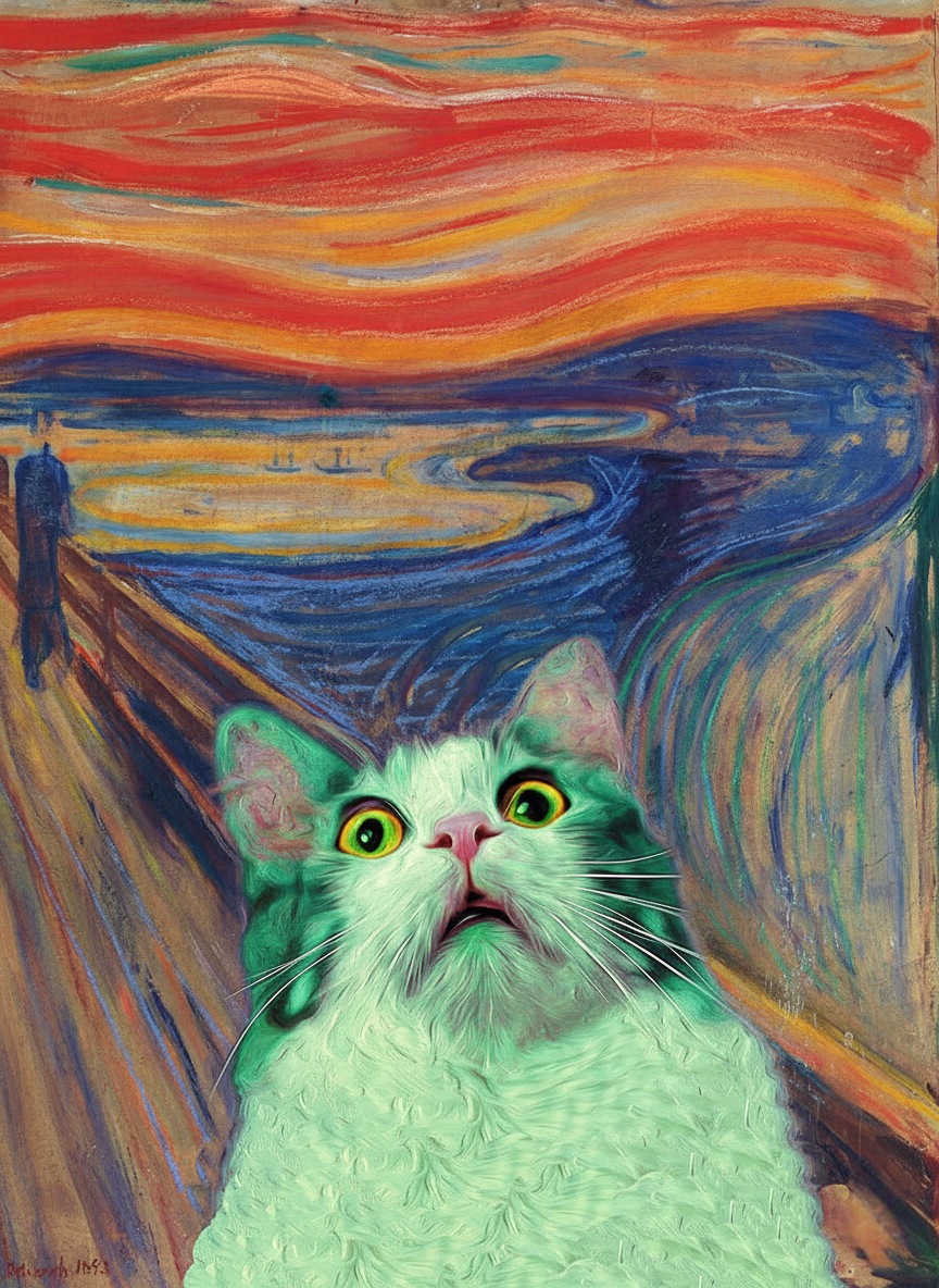 Cat's Scream, Green Feline (Diamond Painting) Diamond Painting kit