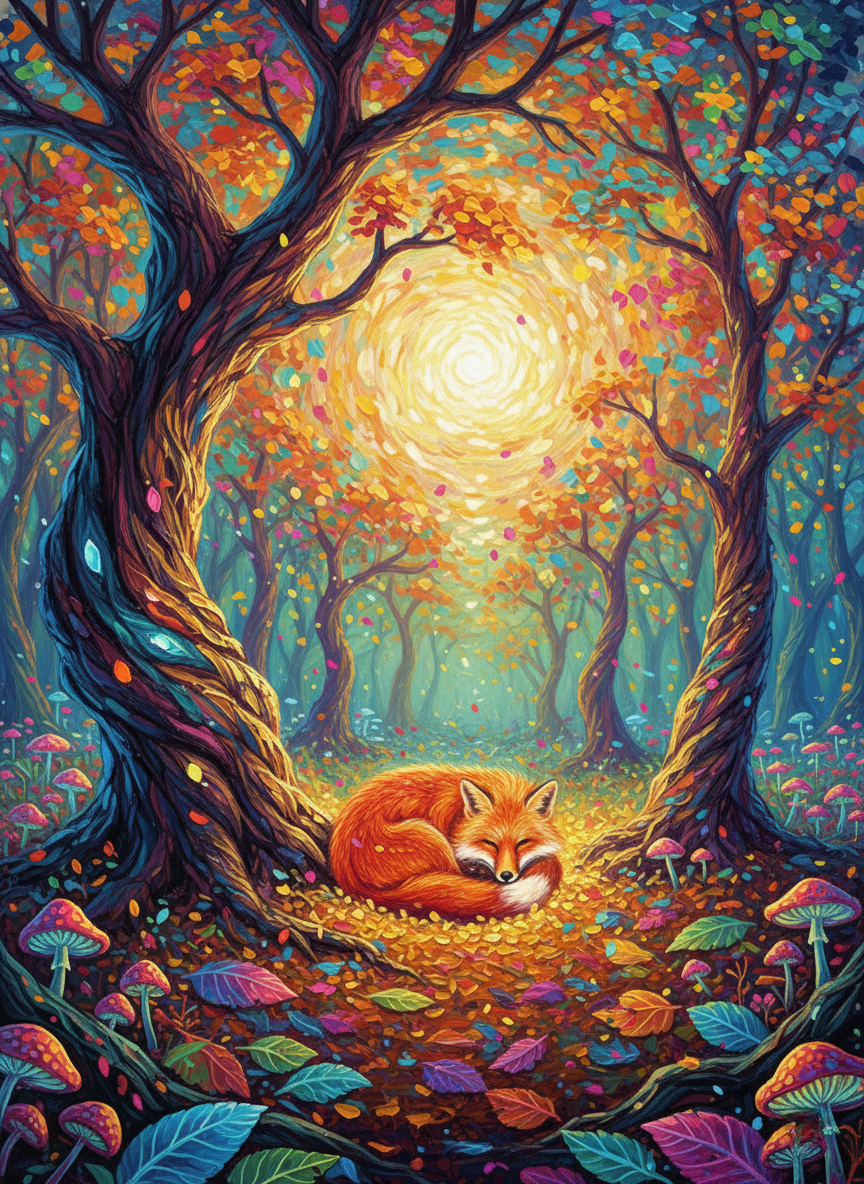 Sleeping Fox, Autumn Sun (Diamond Painting) Diamond Painting kit