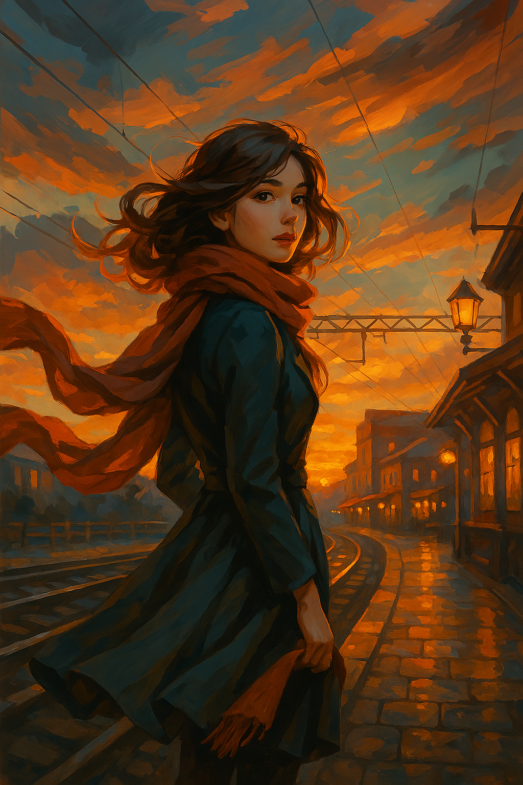 Girl at the Train Station (Diamond Painting) Diamond Painting kit