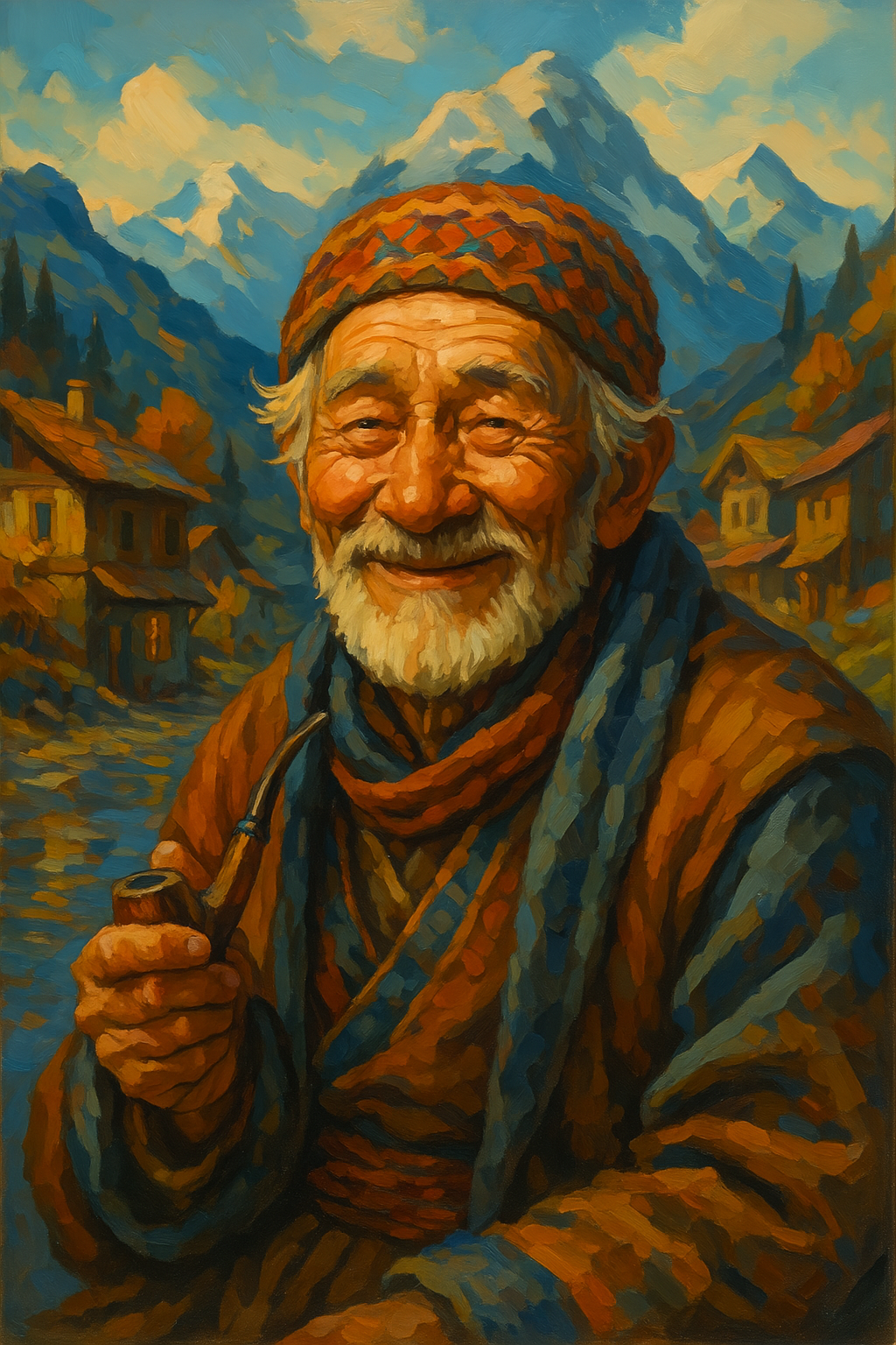 Mountain Village Elderly Man (Diamond Painting) Diamond Painting kit