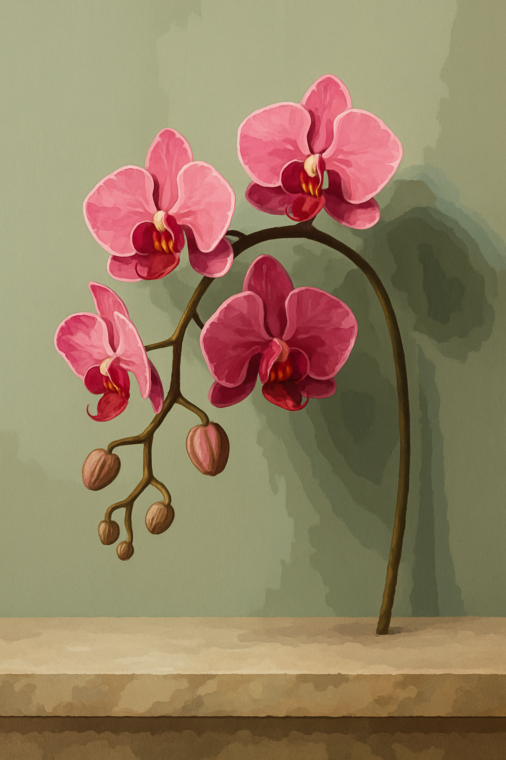 Phalaenopsis Orchid on Sage Ledge (Diamond Painting) Diamond Painting kit