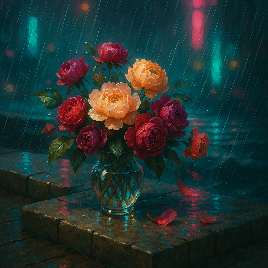 Neon Rain Roses (Diamond Painting) Diamond Painting kit