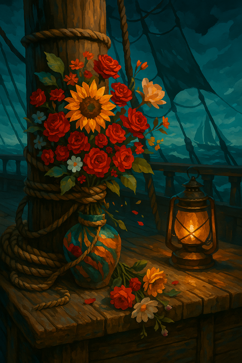 Stormbound Roses with Sunflower (Diamond Painting) Diamond Painting kit