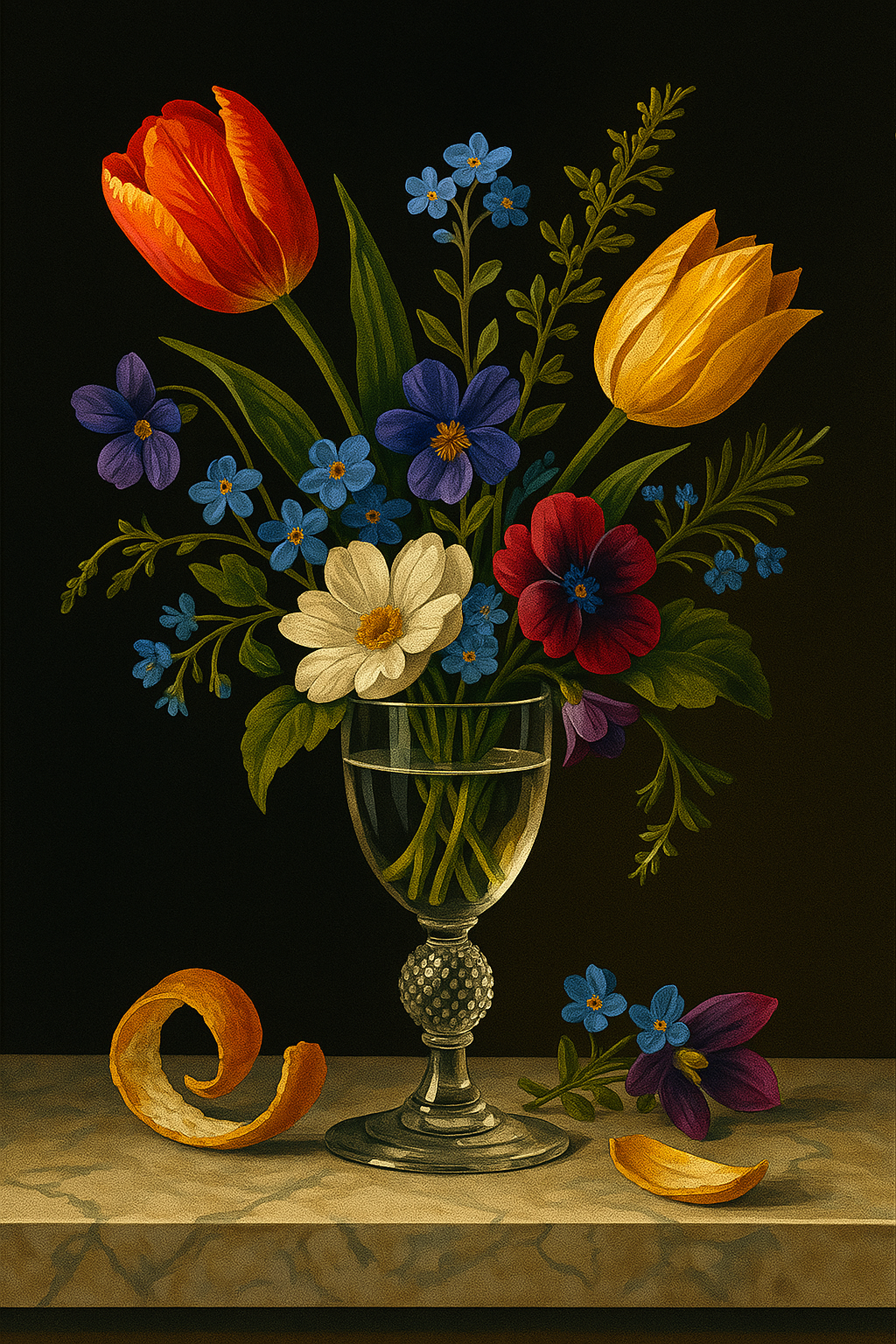 Tulips and Violets in Glass (Diamond Painting) Diamond Painting kit