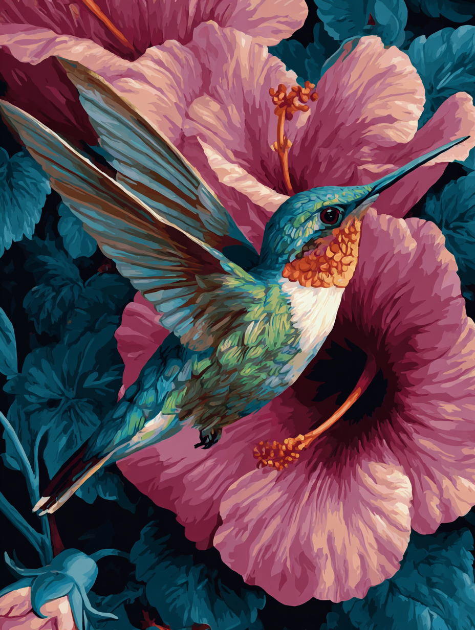 Whisper of the Hibiscus Hummingbird (Diamond Painting) Diamond Painting kit