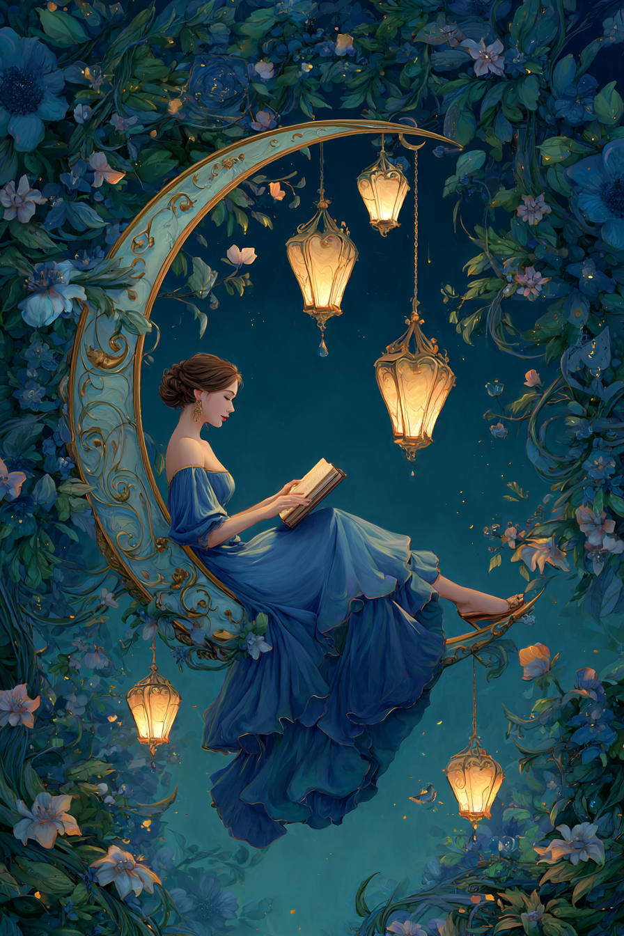 Moonlit Reader (Diamond Painting) Diamond Painting kit