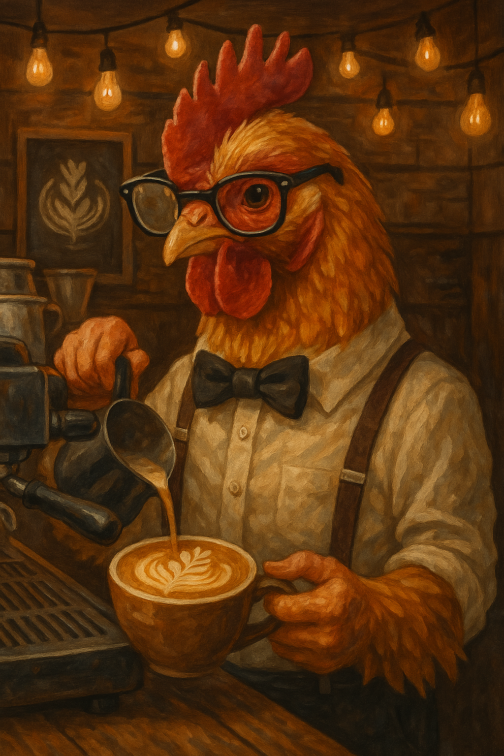 Hipster Chicken Barista (Diamond Painting) Diamond Painting kit