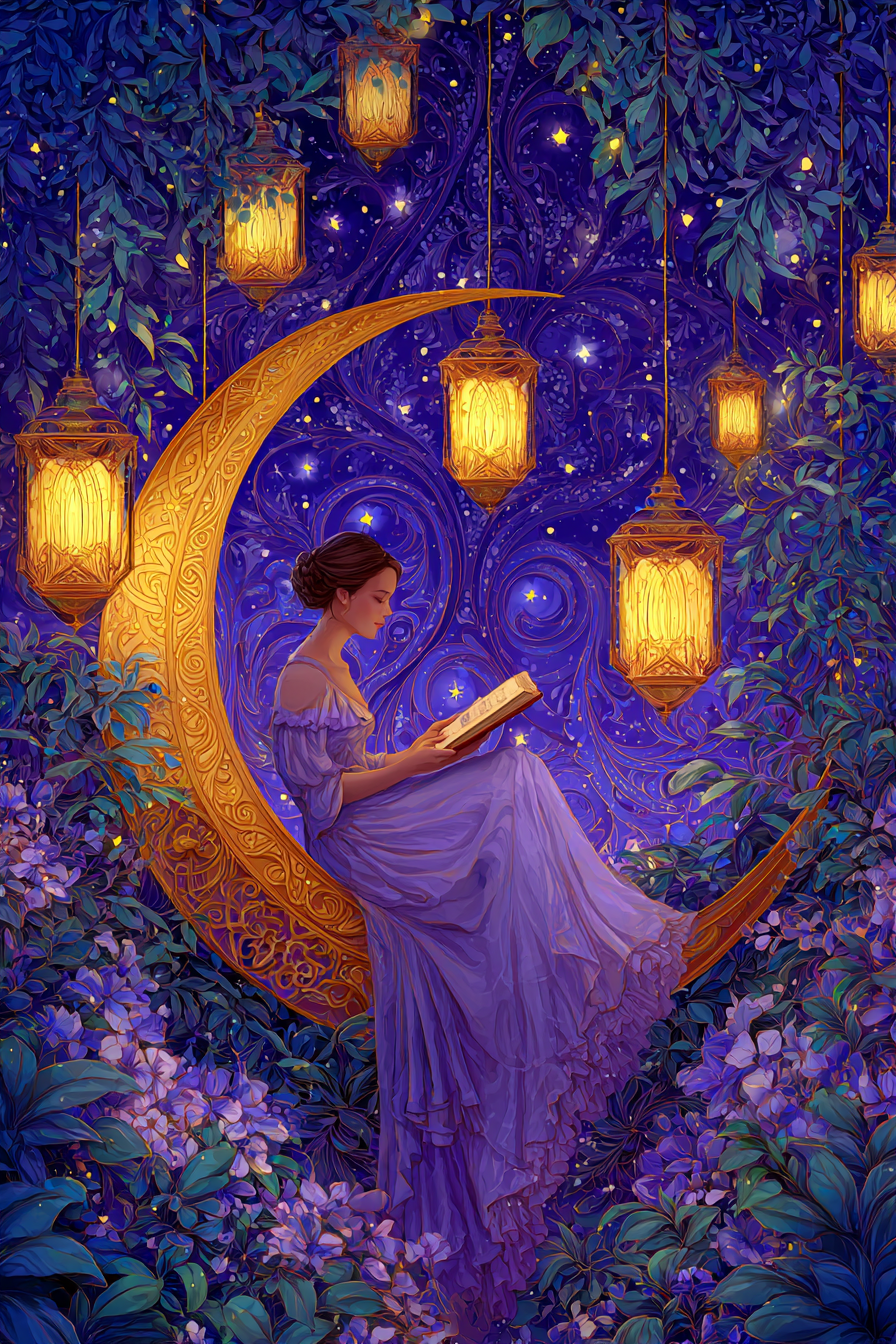 Moonlit Reader II (Diamond Painting) Diamond Painting kit