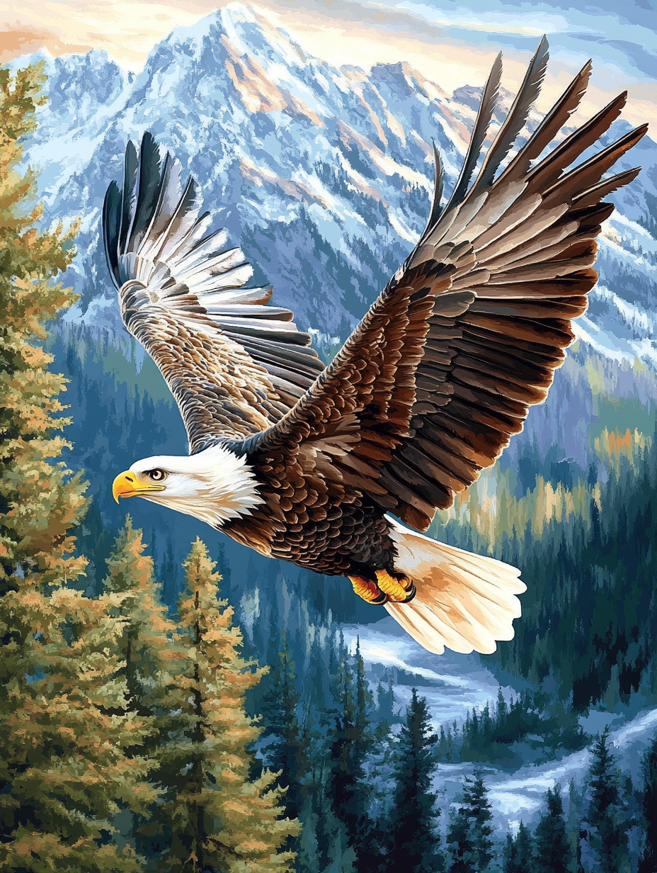 Eagle Soaring Over Alps (Diamond Painting) Diamond Painting kit