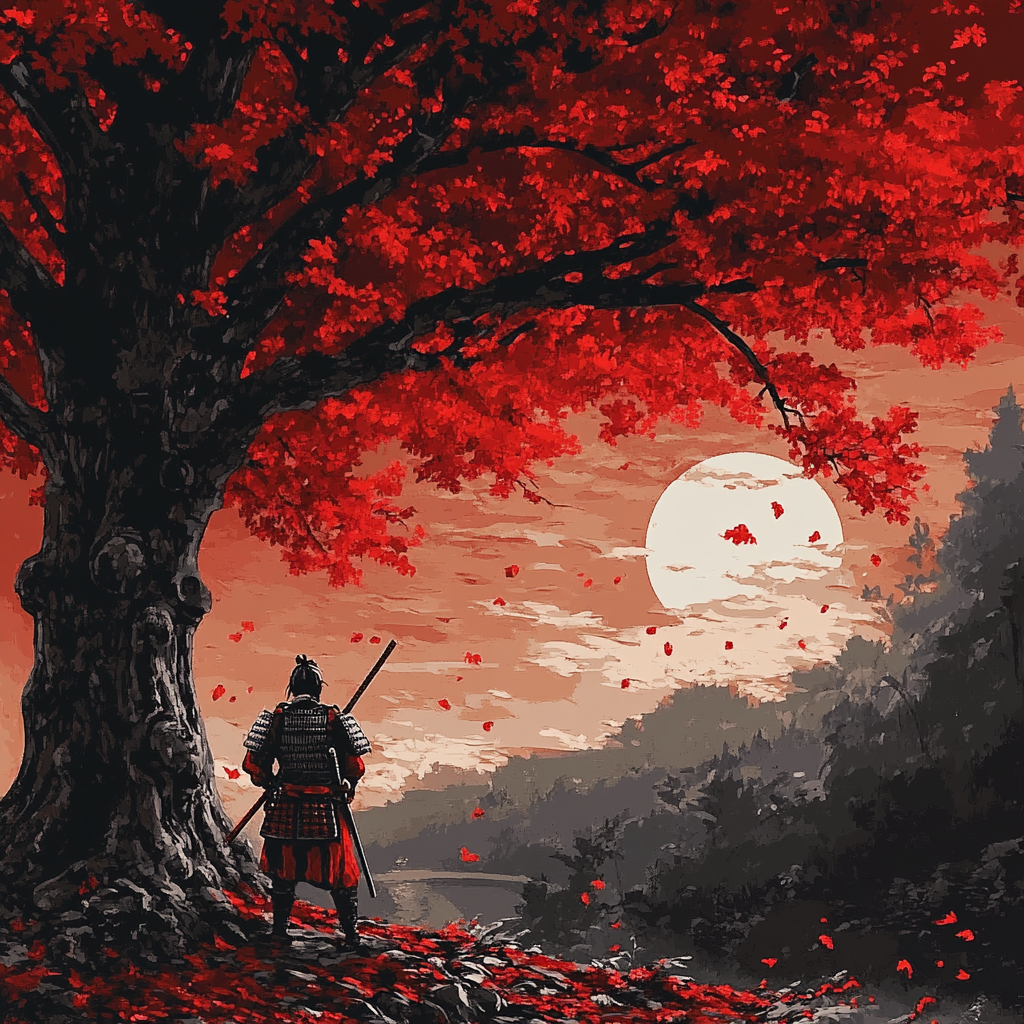Samurai, Crimson Maple Moon (Diamond Painting) Diamond Painting kit