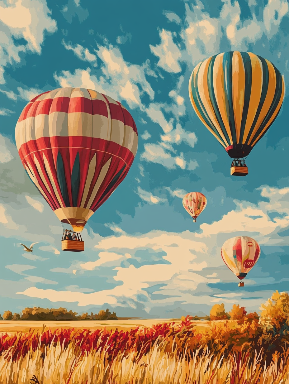 Hot Air Balloons, Golden Field (Board Canvas) Paint by Numbers kit