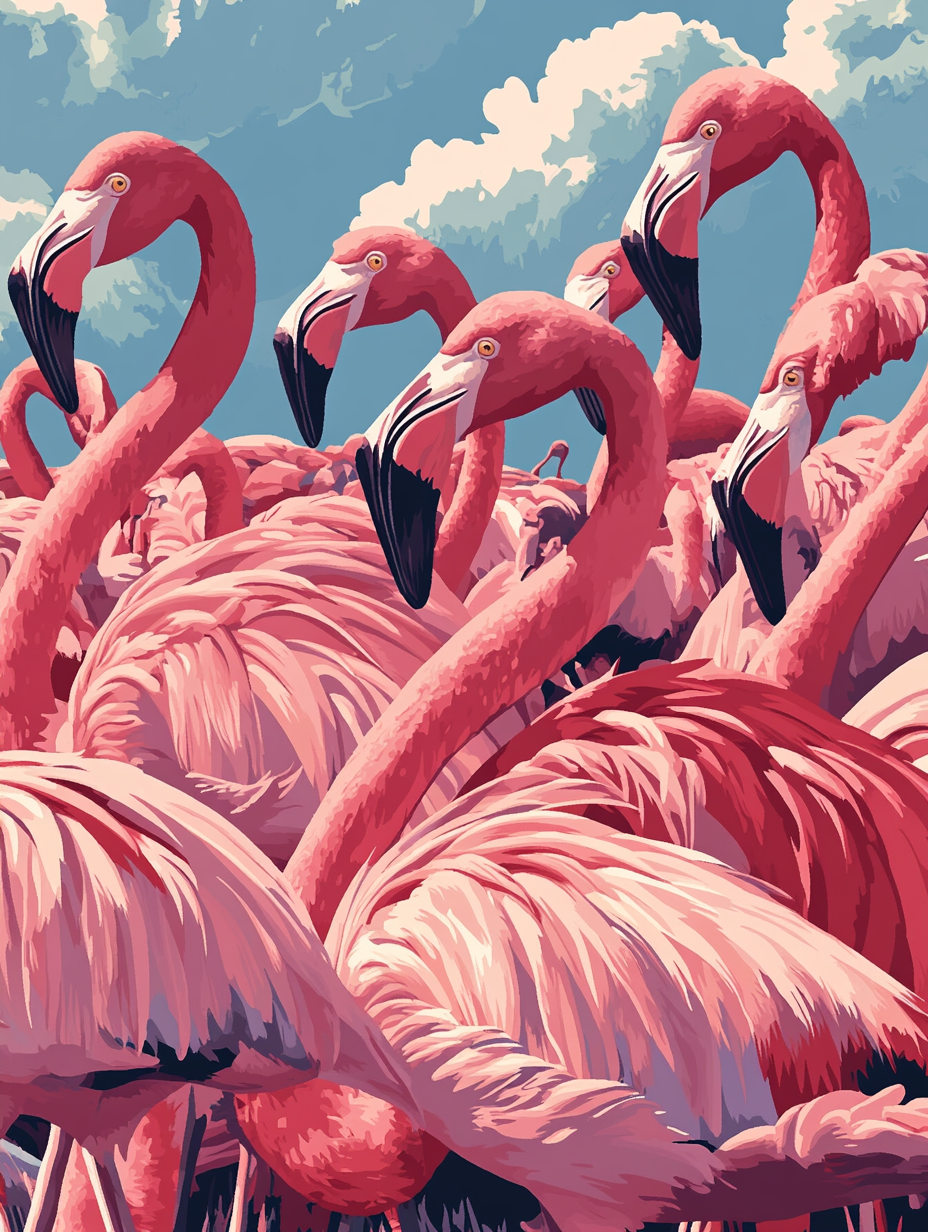 Pink Flamingo Crowd (Diamond Painting)