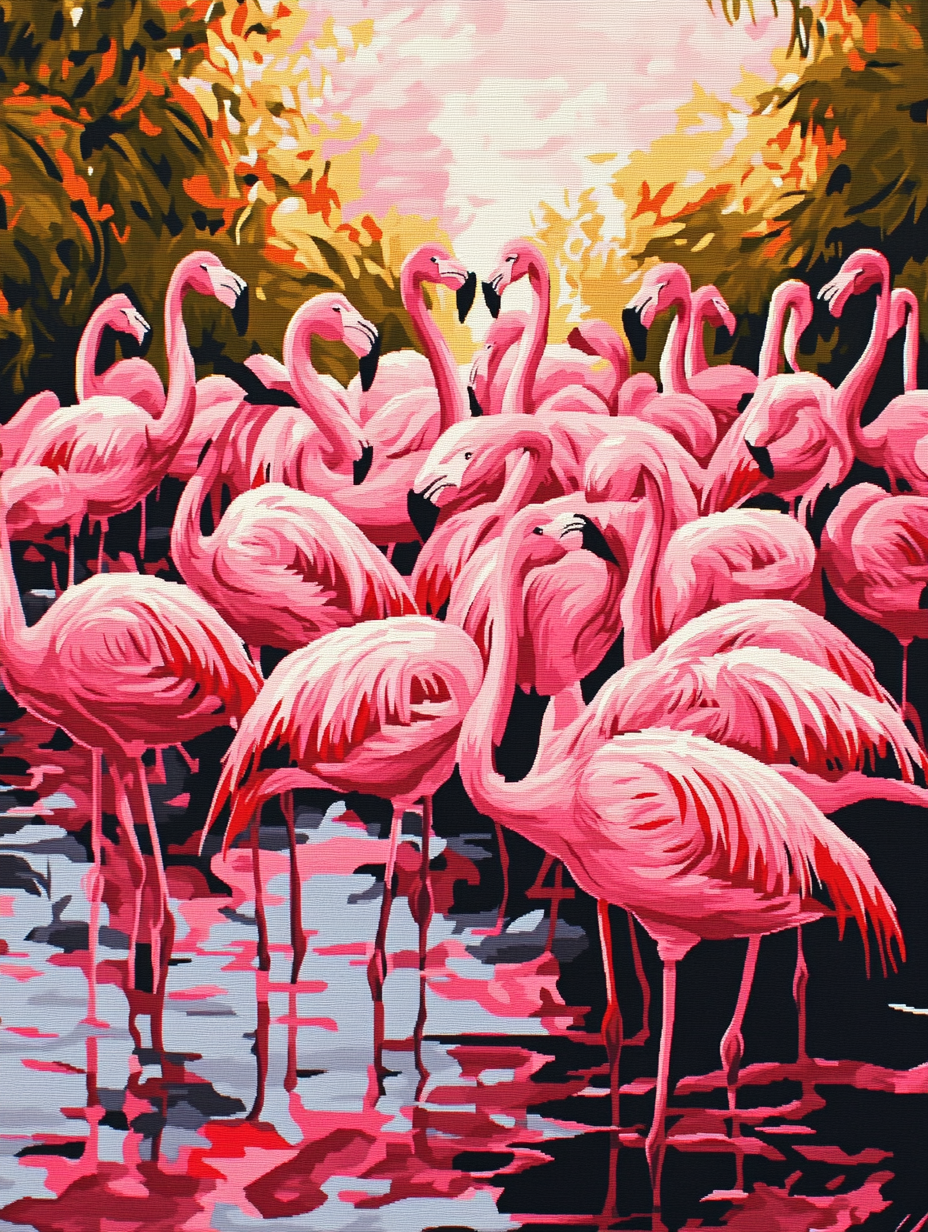 Pink Flamingo Crowd ll (Diamond Painting) Diamond Painting kit