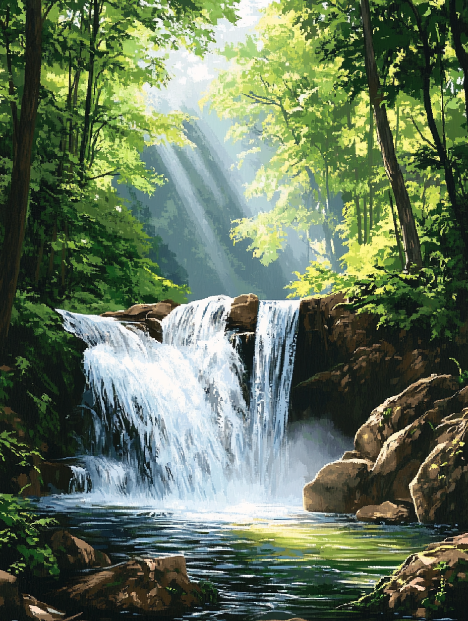 Woodland Falls, Green Canopy (Diamond Painting) Diamond Painting kit