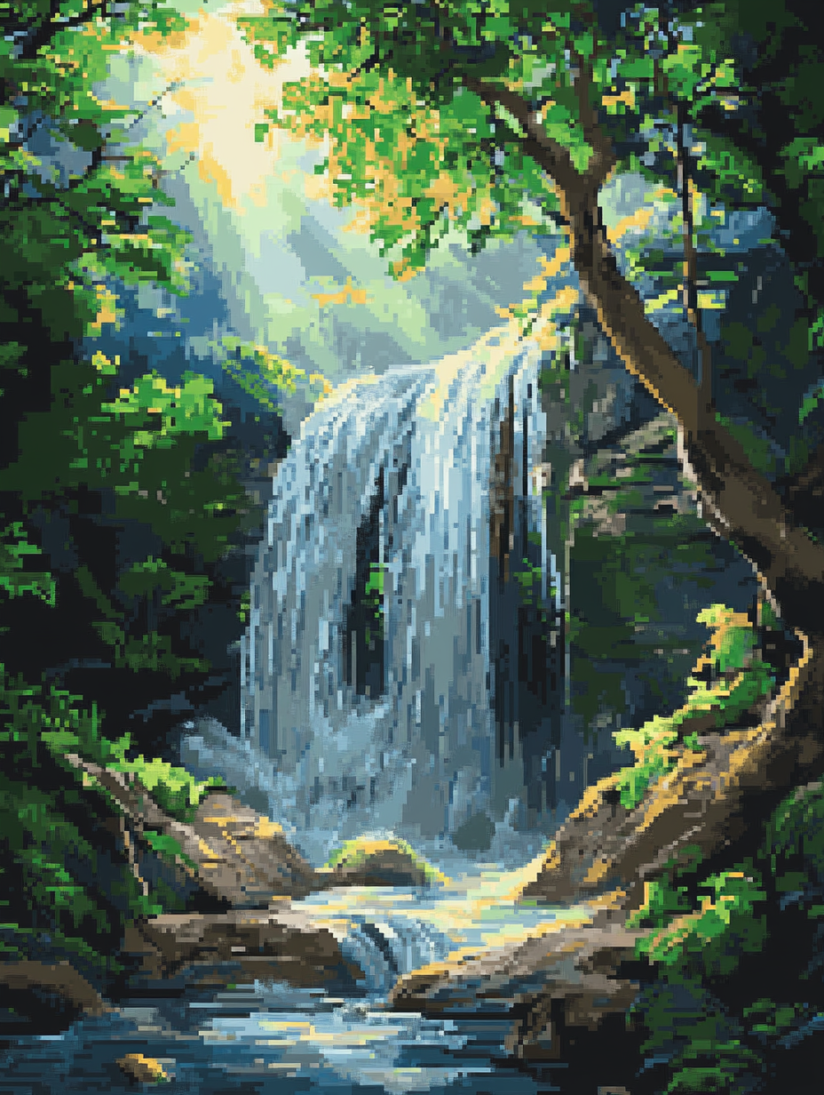 Woodland Falls, Green Canopy ll (Diamond Painting) Diamond Painting kit