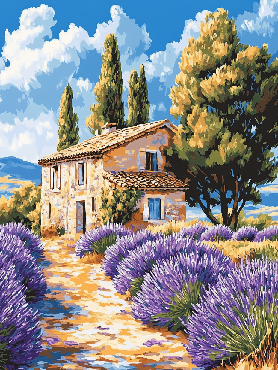 Stone House Lavender Path (Diamond Painting) Diamond Painting kit
