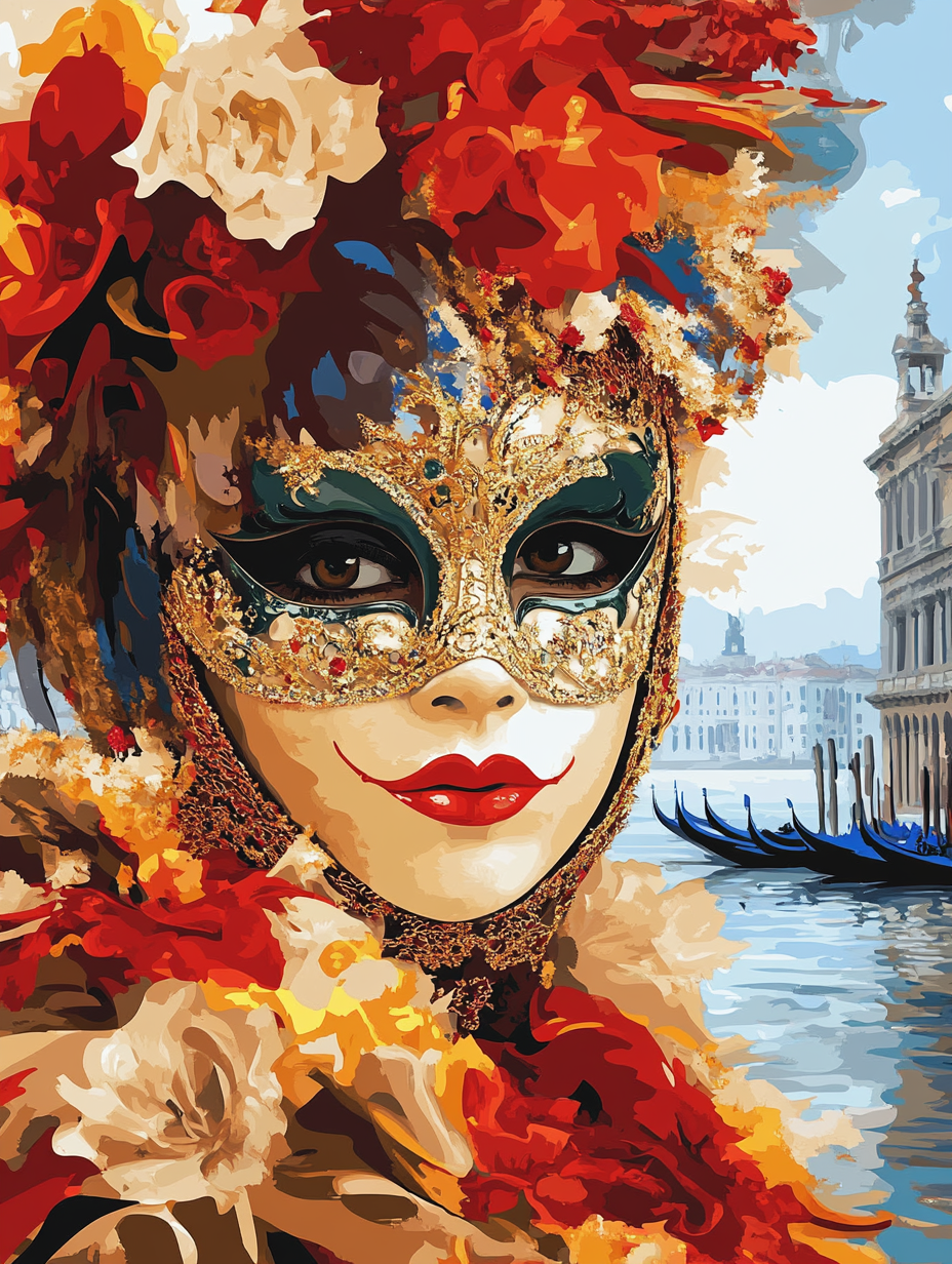 Venetian Masked Beauty ll (Board Canvas)