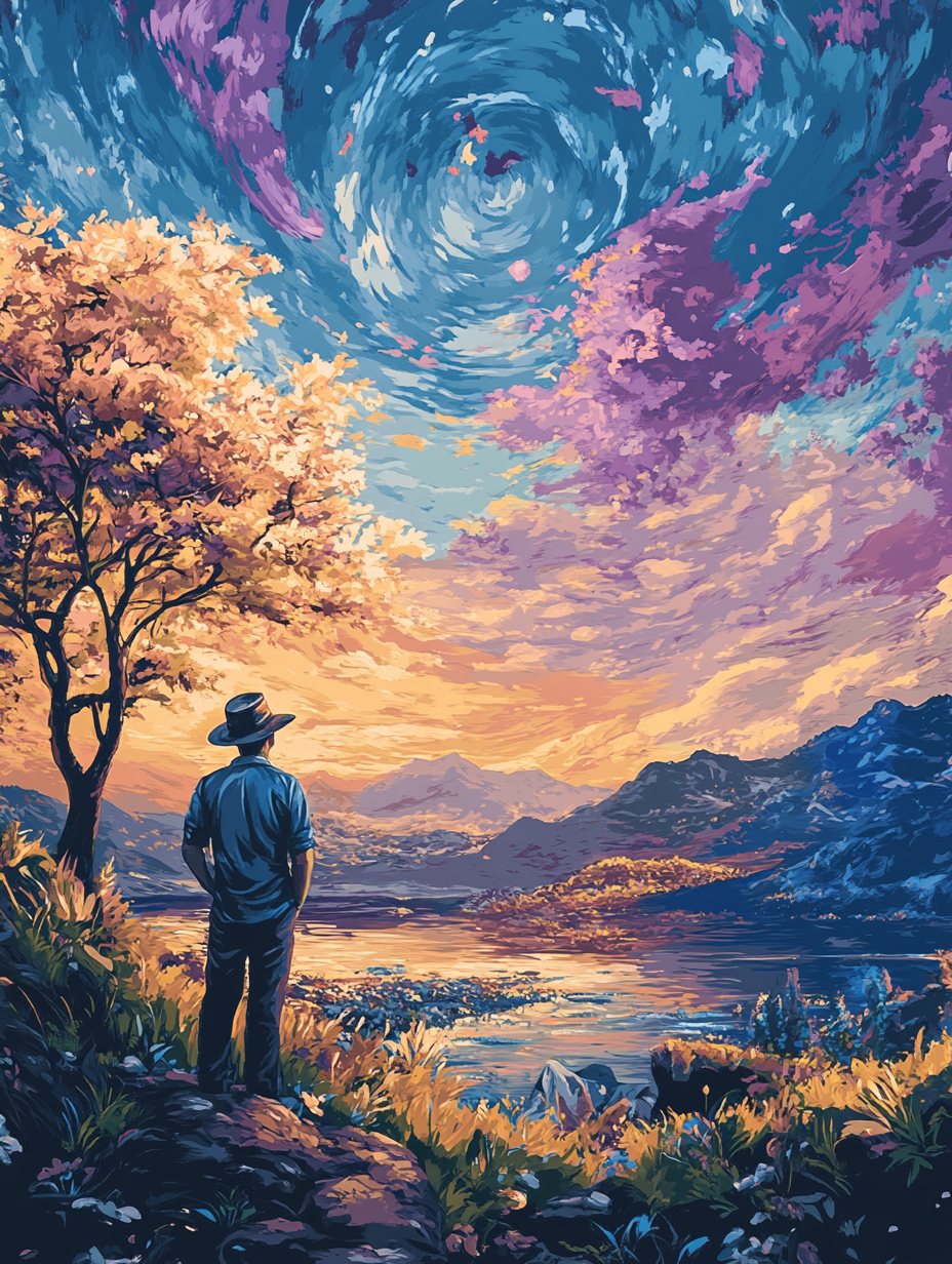 Watcher, Cosmic Sunset Sky (Board Canvas)