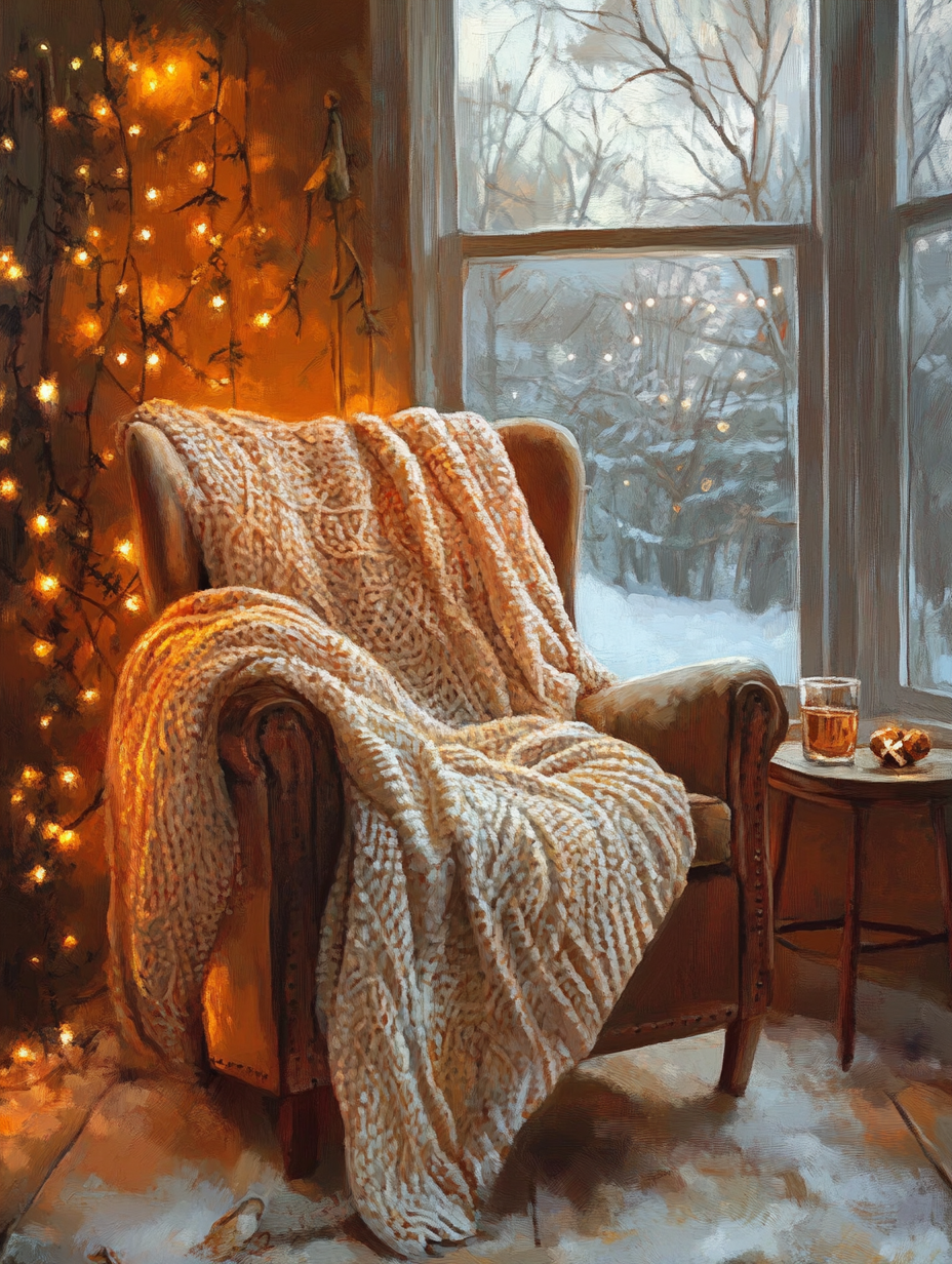 Cozy Armchair, Fairy Lights (Board Canvas)