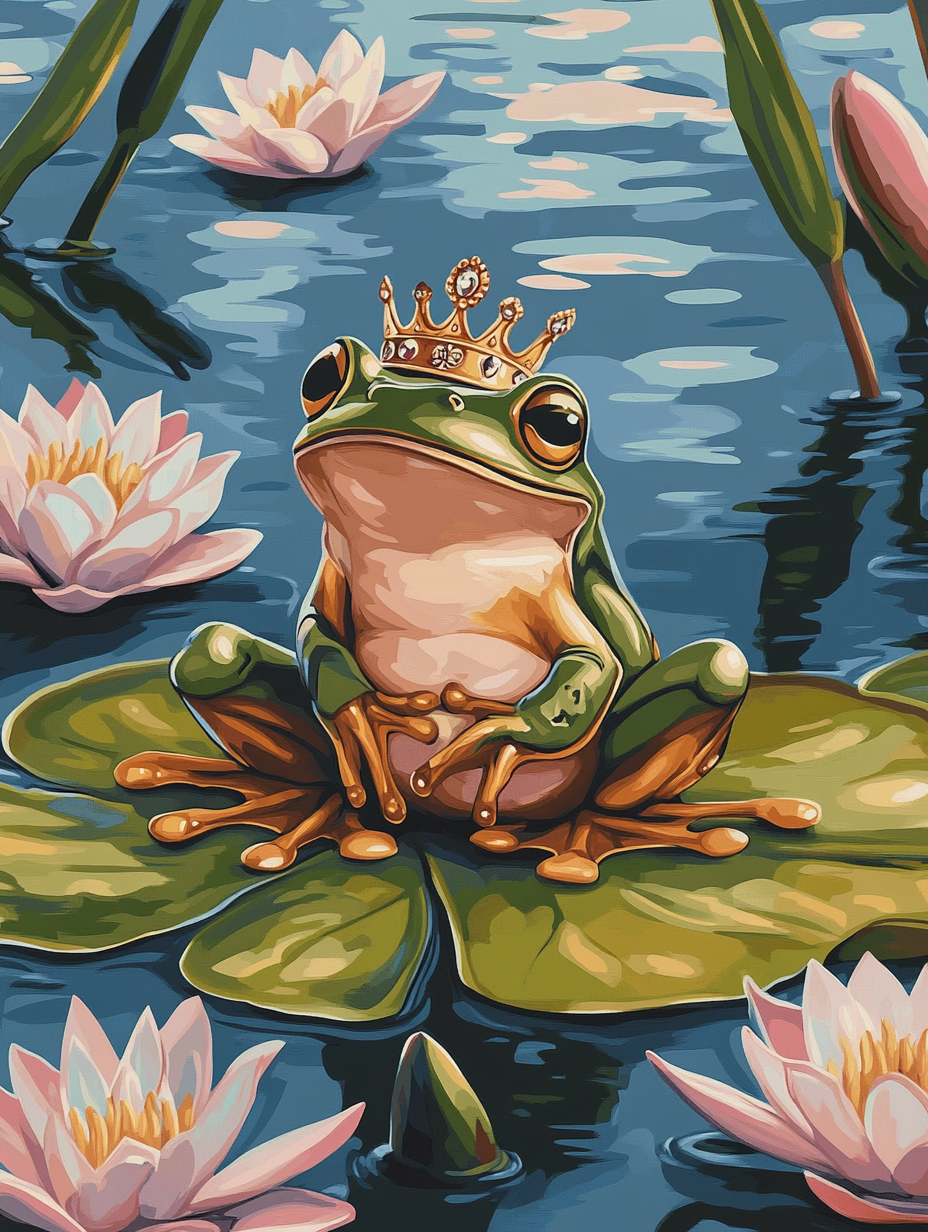 Frog Prince, Lily Pad Throne (Board Canvas) Paint by Numbers kit