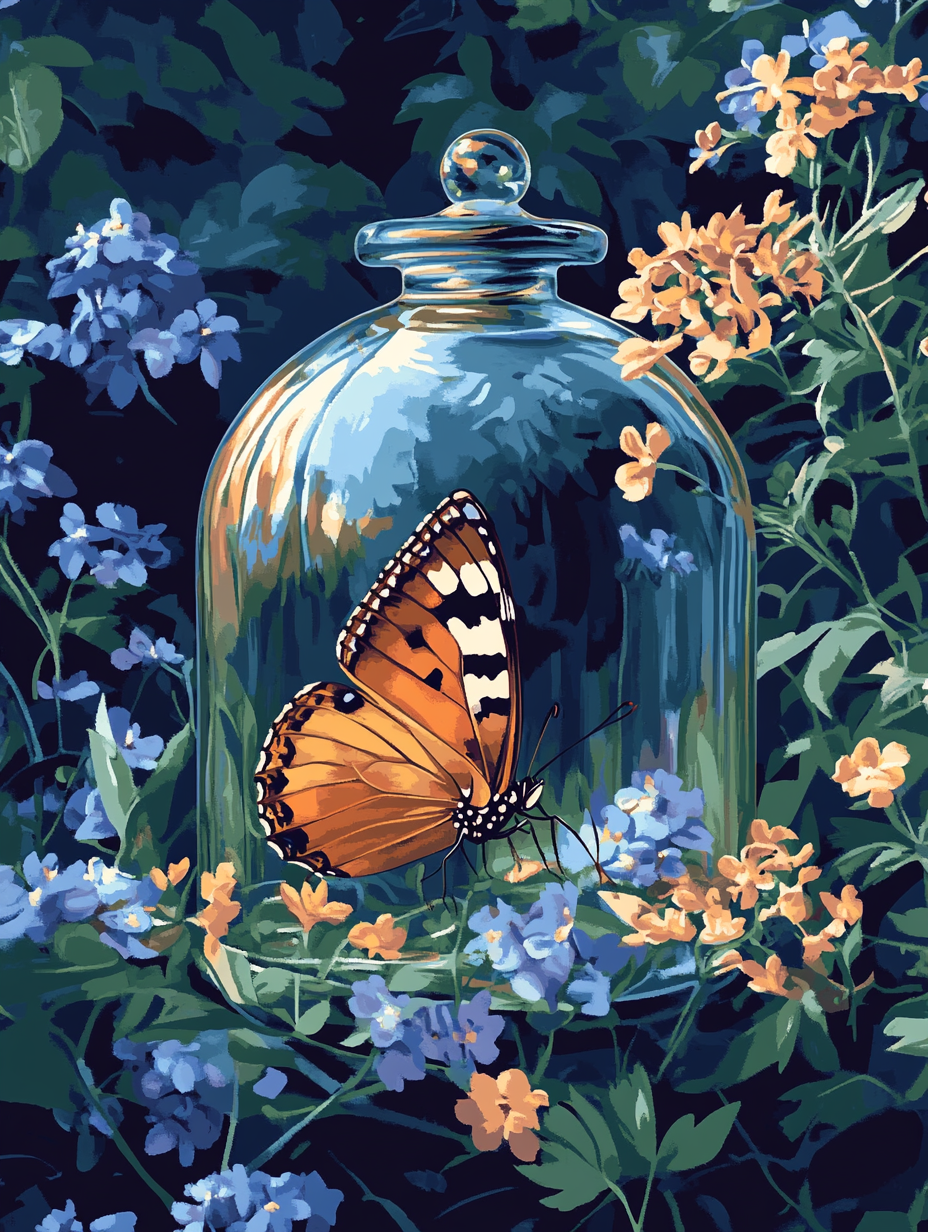 Monarch, Butterfly Under Glass (Diamond Painting) Diamond Painting kit