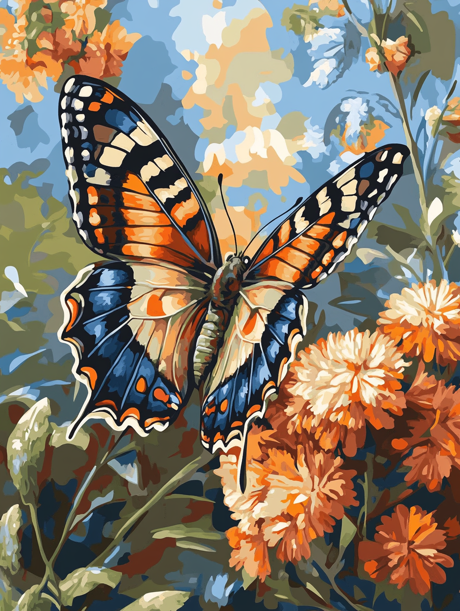 Monarch Butterfly, Orange Bloom (Diamond Painting) Diamond Painting kit