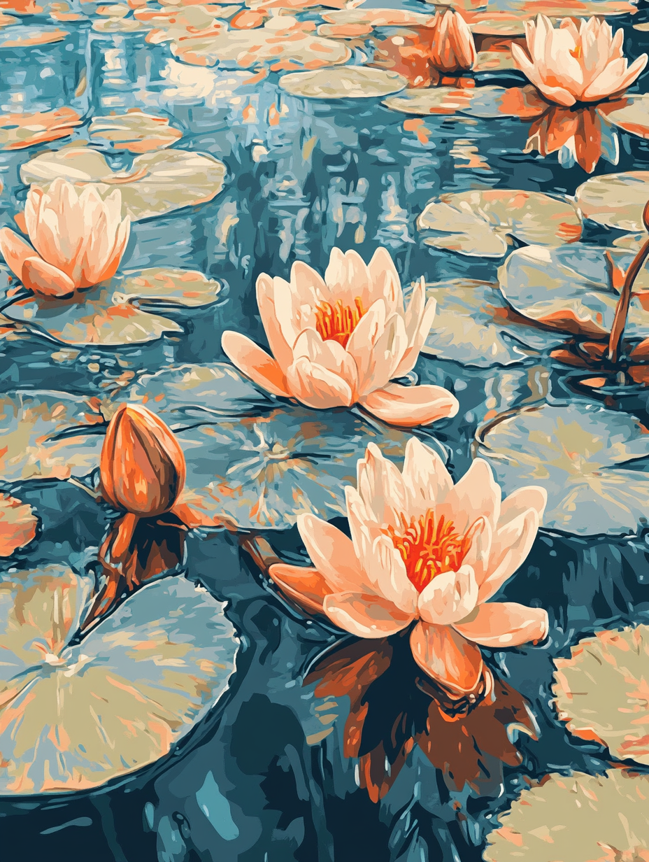Water Lilies, Blue Pond (Diamond Painting) Diamond Painting kit