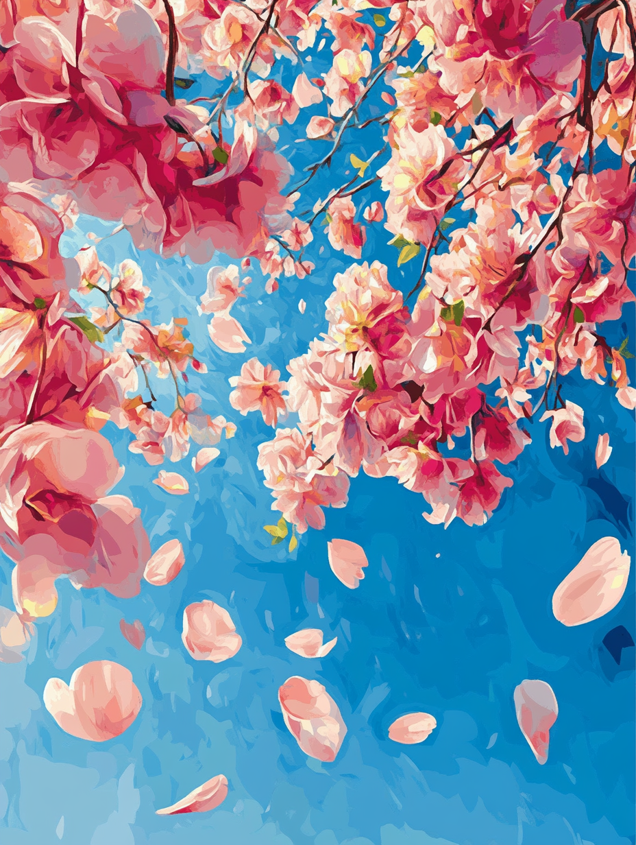 Sakura Petals, Pink and Blue (Diamond Painting) Diamond Painting kit