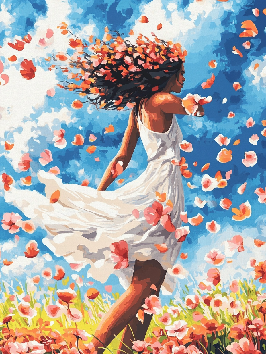 Woman, Petals in the Wind (Diamond Painting) Diamond Painting kit