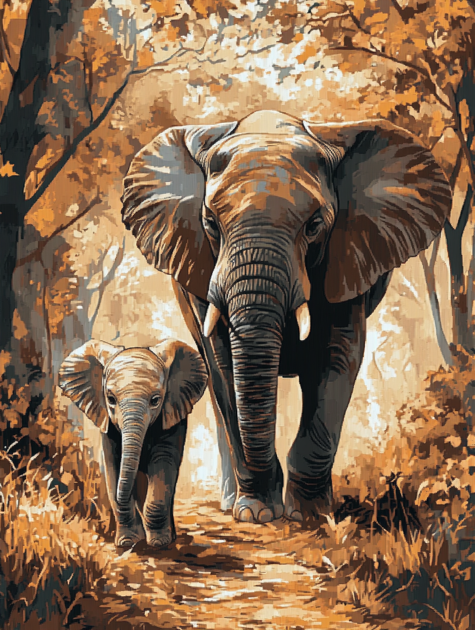 Elephants on a Dusty Path (Diamond Painting) Diamond Painting kit