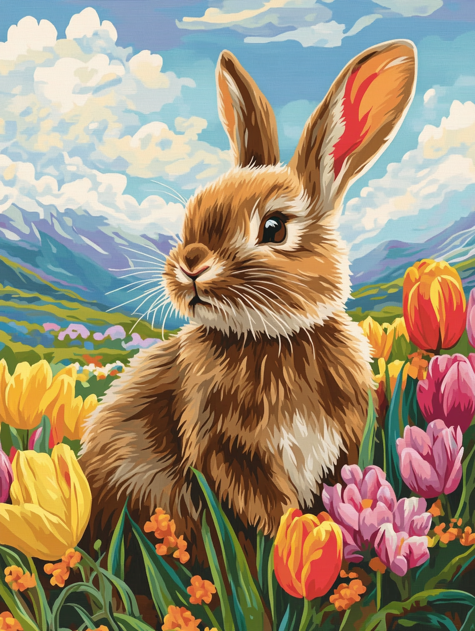 Rabbit in Spring Bloom (Diamond Painting) Diamond Painting kit