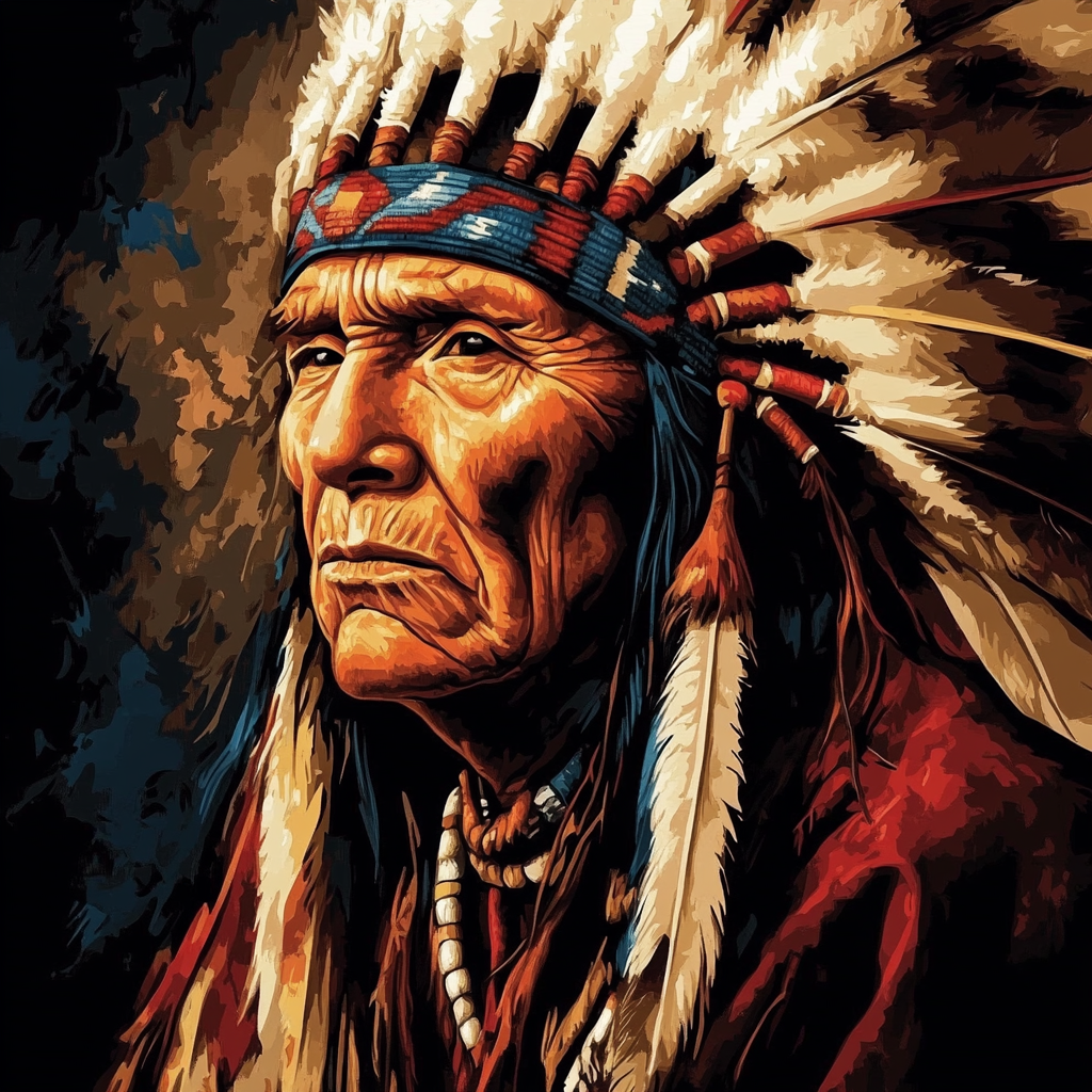 Elder Chief, Feather Headdress (Diamond Painting) Diamond Painting kit