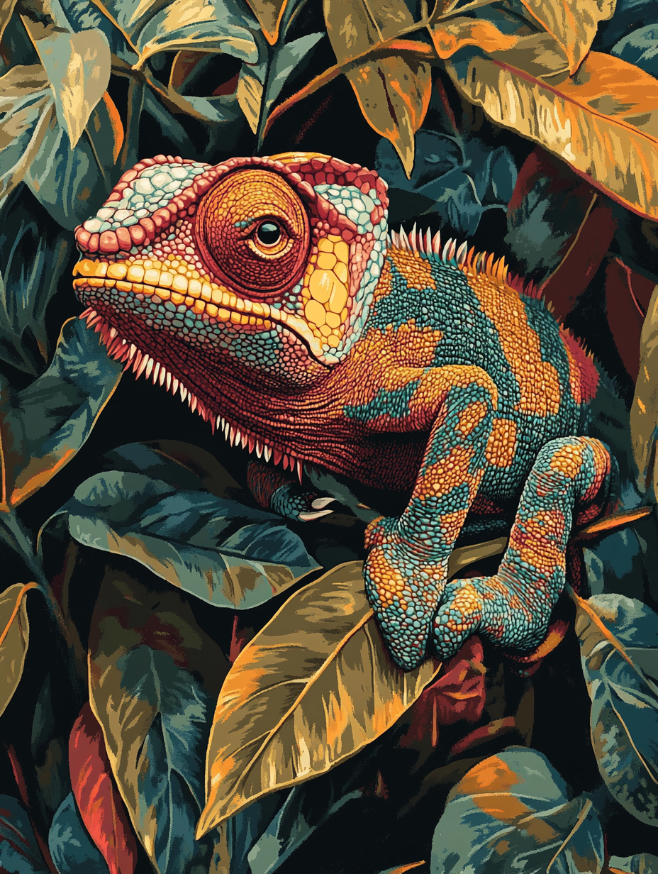 Lizard on Leaves, Rich Colors (Diamond Painting) Diamond Painting kit