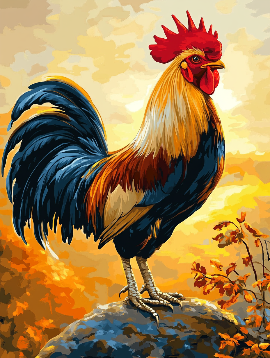 Rooster, Golden Sunrise (Diamond Painting) Diamond Painting kit