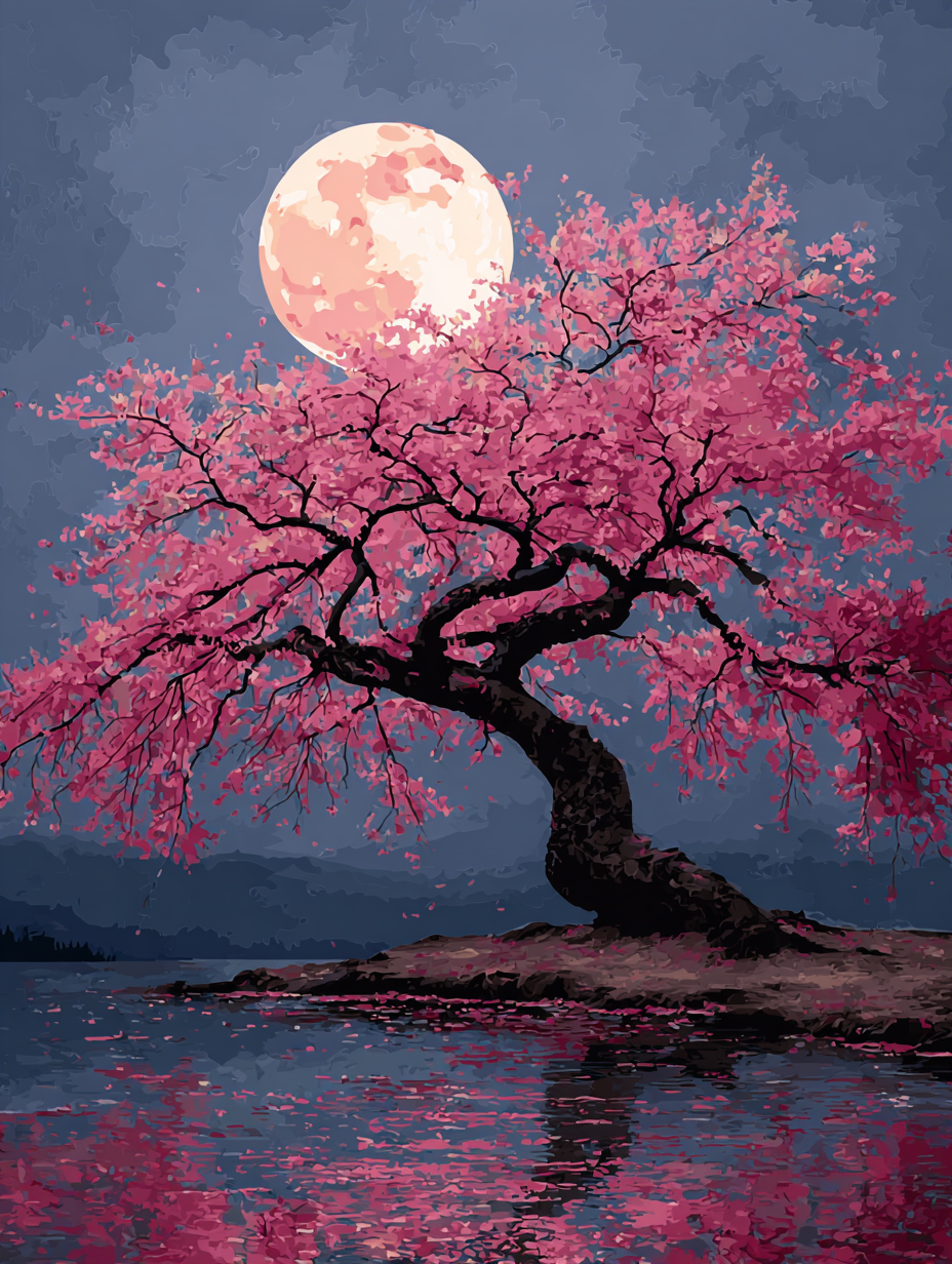 Pink Nightfall Tree (Diamond Painting) Diamond Painting kit