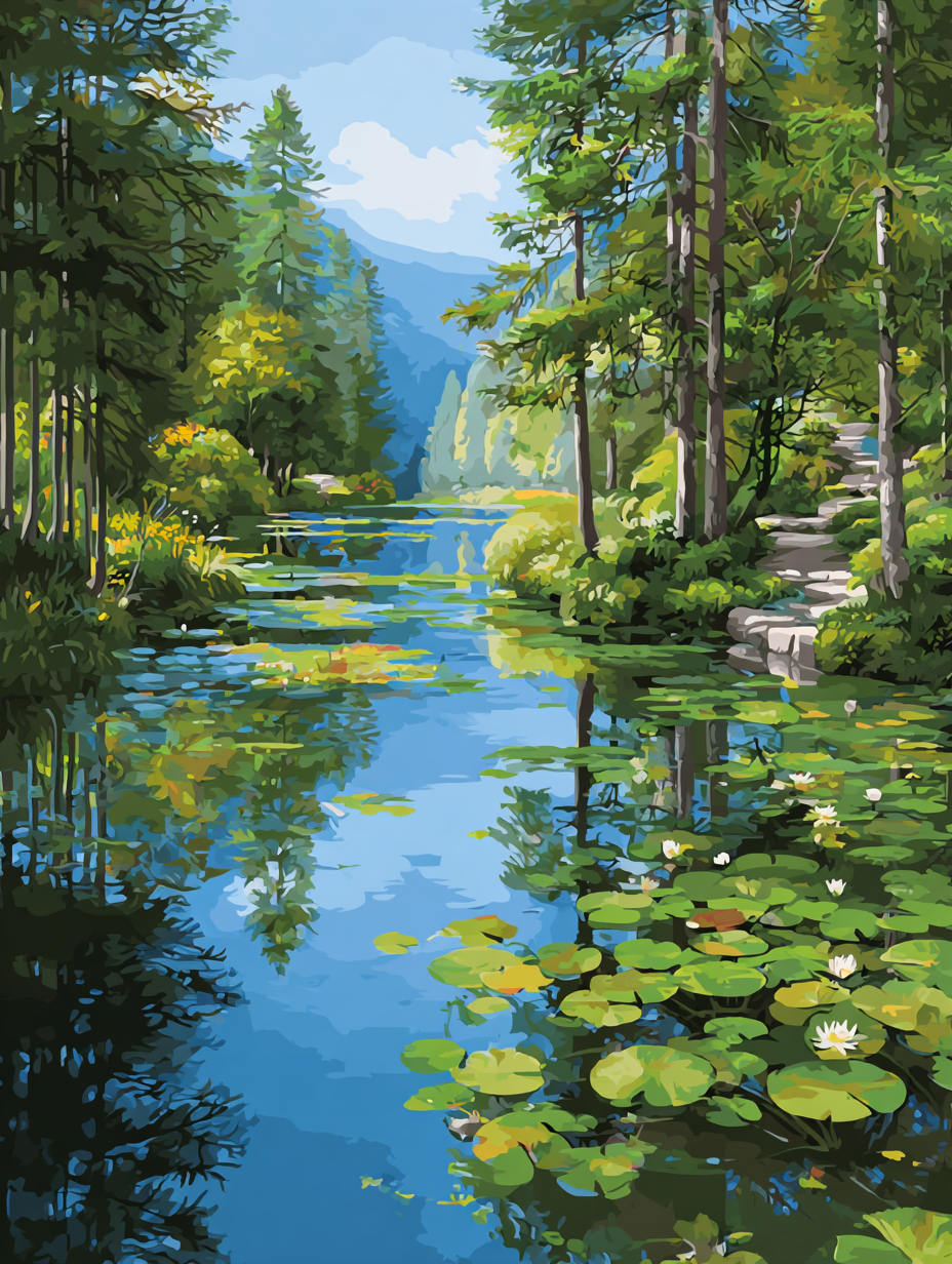 Pond in the Pines (Diamond Painting) Diamond Painting kit