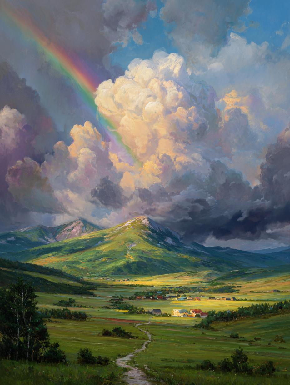 Rainbow Over Hills (Diamond Painting) Diamond Painting kit
